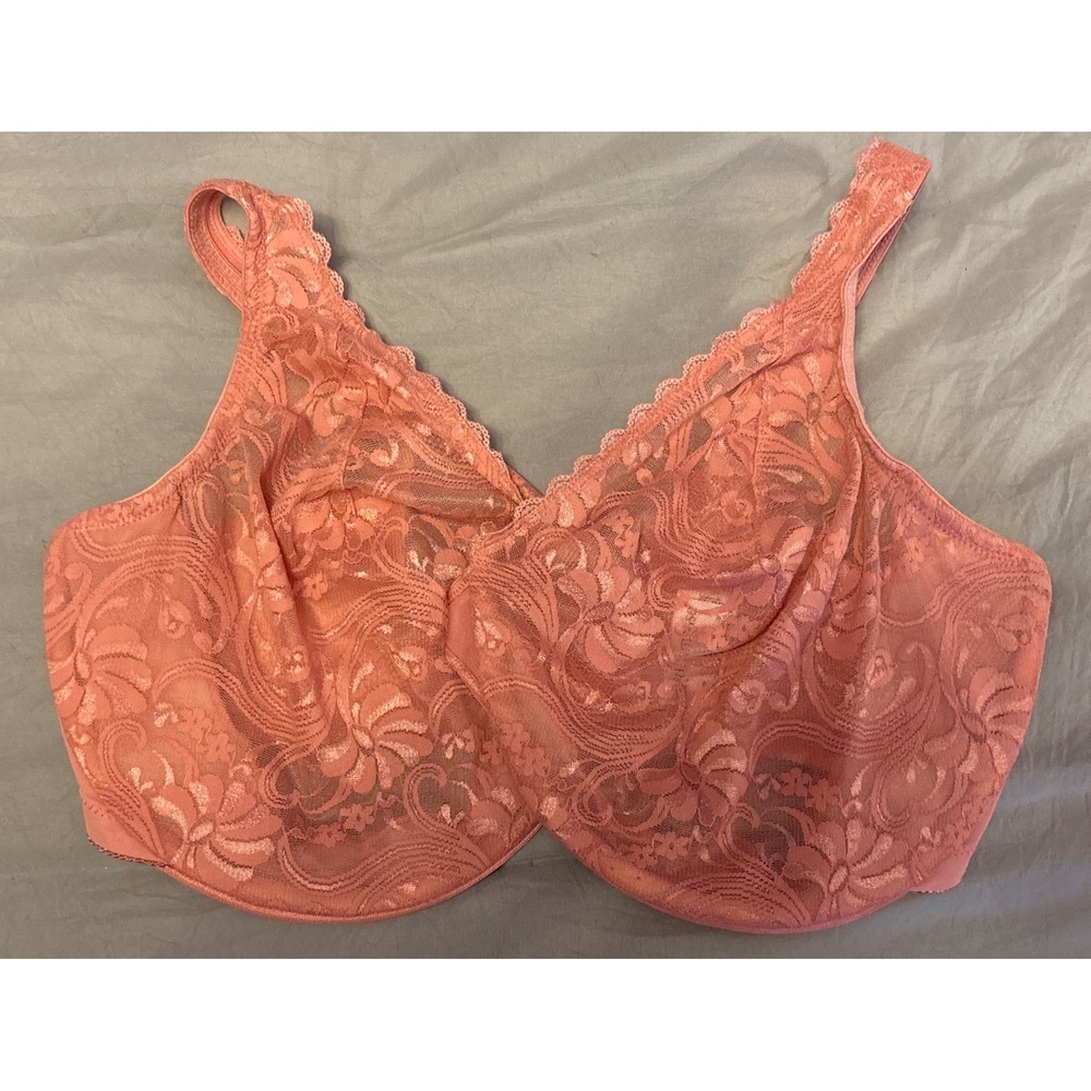 Glamorise Full Figure Coral Lace Front Close Full Coverage‎ Unlined Bra 44G